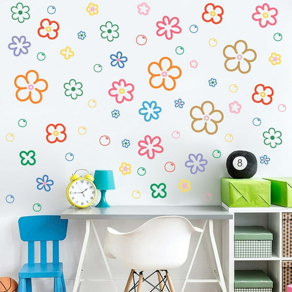 Colorful Flower Wall Decals Kids Room Girls Boys Playroom Decorative Stickers Nursery Multi-Color Wall Art