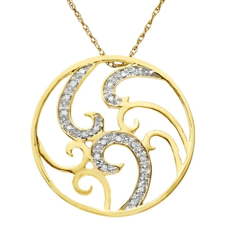 1/10 ct Diamond Swirl Pendant Necklace in 14kt Gold