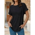 thumbnail image 2 of Women Short Sleeve Tunic Tops Black S, 2 of 5
