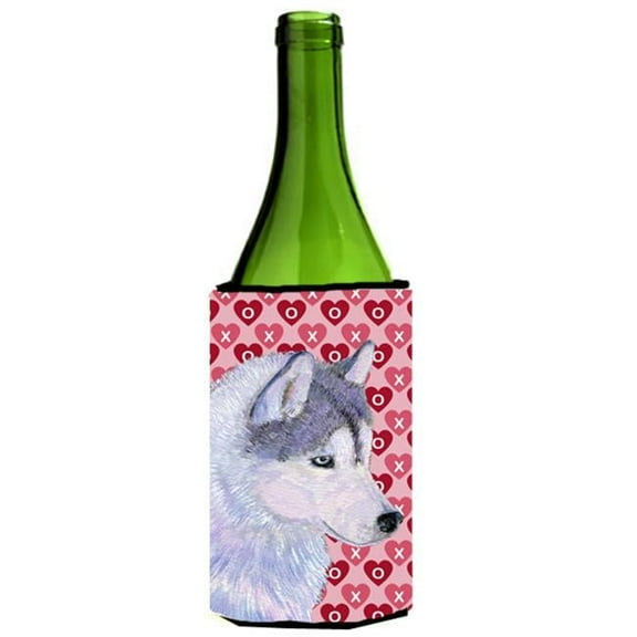Siberian Husky Hearts Love Valentines Day Wine bottle sleeve Hugger - 24 oz.