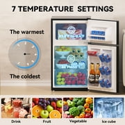 Frestec 3.2 Cu.Ft Compact Refrigerator, 2 Door, Black, Energy-Saving, Quiet, Mini Fridge