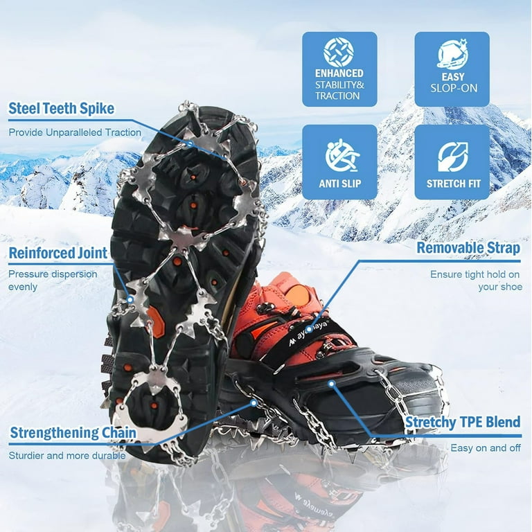 Anti Slip Snow Chain Shoes IC ICLOVER 24 Spikes Crampons Ice