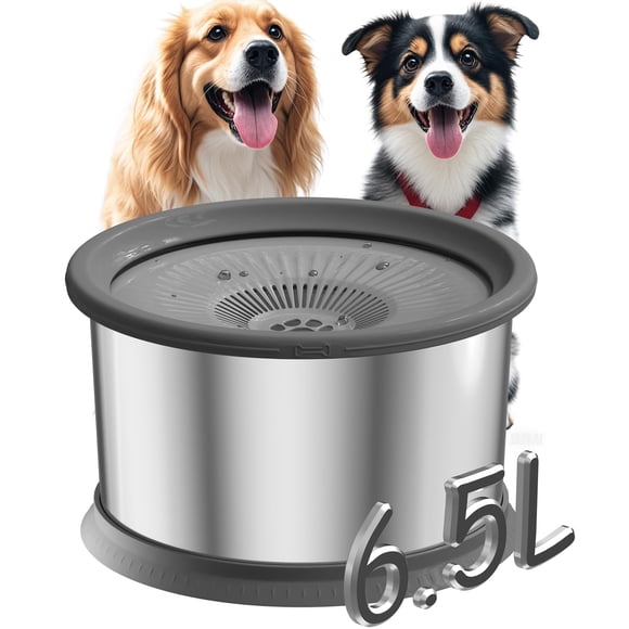 Cuenco de agua para perros Xetino de acero inoxidable, 6.5 l/1.6 galones