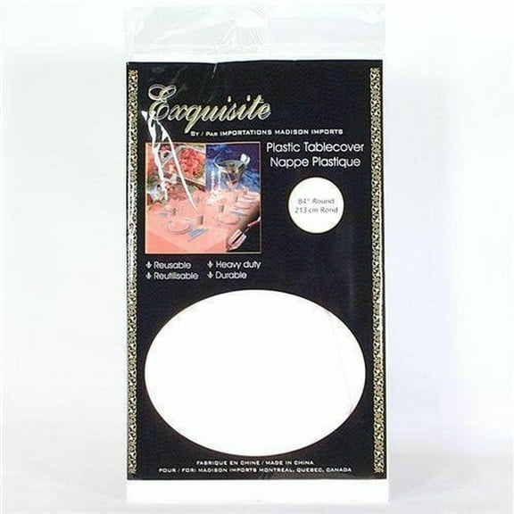 Exquisite White Round Plastic Table Cover - Brand New