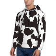 thumbnail image 3 of Honeii Cow Skin 2 Pattern Mens Hoodies Men's Loose Sleeve Sweatshirt,Pullover Hooded Sweatshirt for Men,Essentials Hoodie-3X-Large, 3 of 7