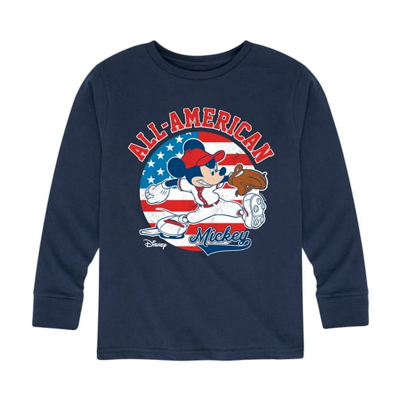 Disney - Americana - Mickey Americana Baseball - Toddler And Youth Long Sleeve Graphic T-Shirt