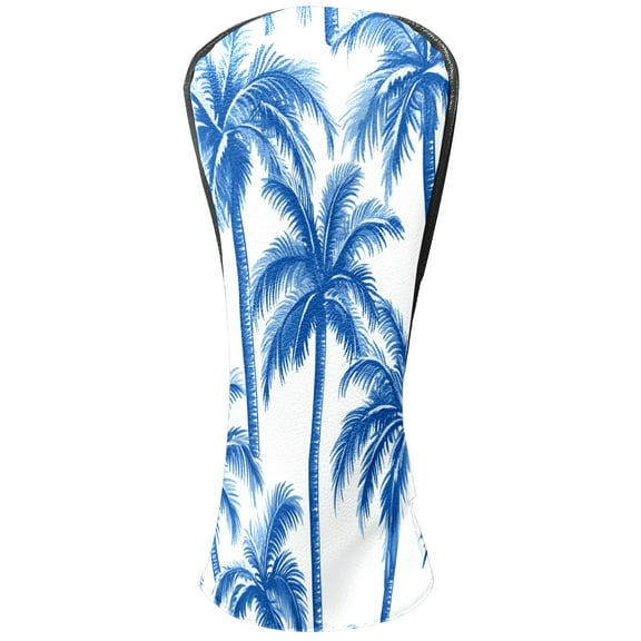 Golf Club Covers PU Leather Waterproof Head Covers for Fairway Woods Hybrids Blue Palm Tree