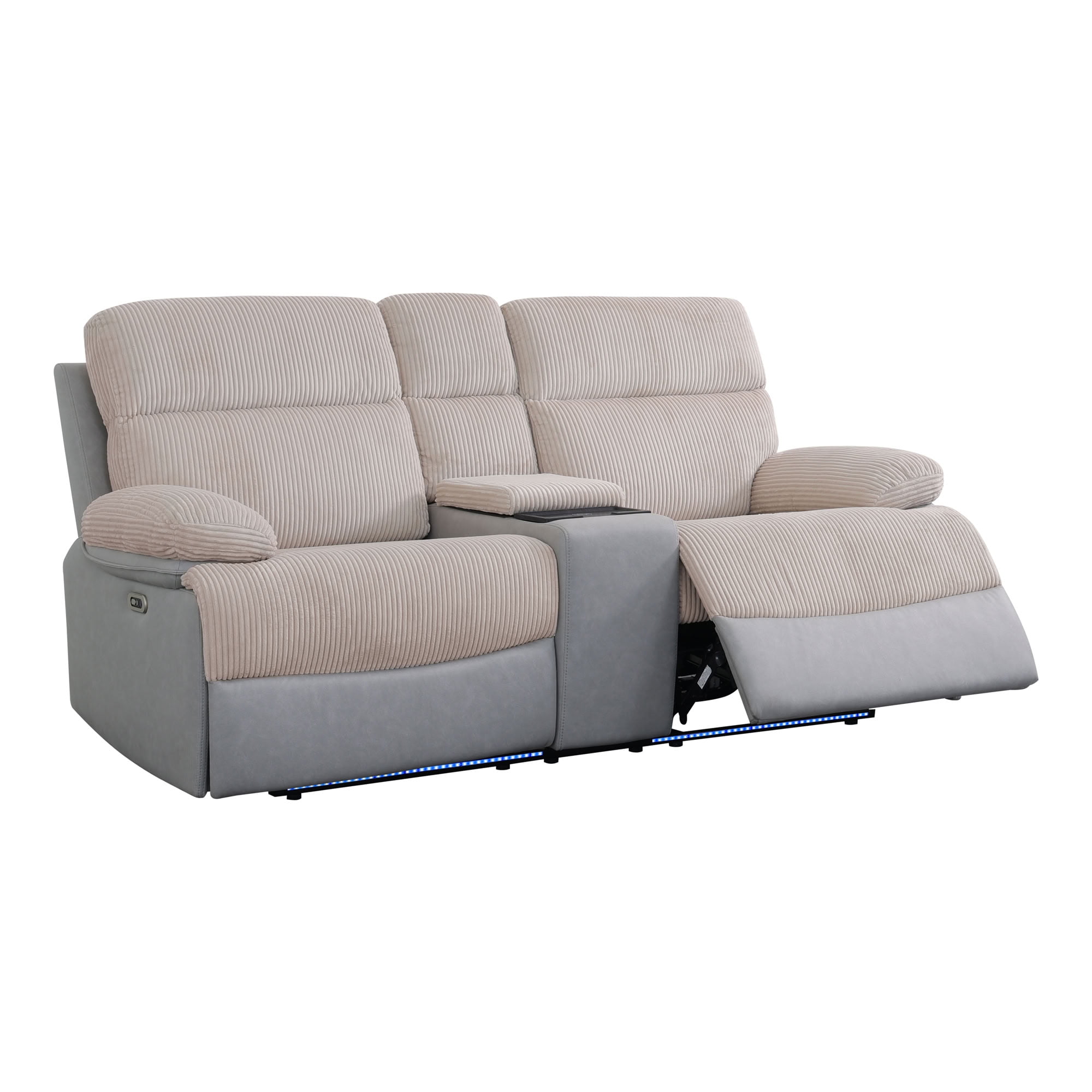 MAYEERTY Intelligent 2-Seater Recliner Loveseat Sofa, Stain-Resistant Fabric with Storage & USB for Couple Spaces, Living Room
