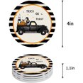 thumbnail image 1 of FMSHPON Halloween Truck with Gnome and Pumpkin Black Stripe Set of 6 Round Coaster for Drinks, Absorbent Ceramic Stone Coasters Cup Mat with Cork Base for Home Kitchen Room Coffee Table Bar Decor, 1 of 6
