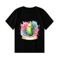 thumbnail image 4 of Jinhomg Summer T-Shirts for Toddler Novelty Funny Cartoon Character Graphic Tees Boys Girls Comfy Short Sleeve Crew Neck Tops Kids Daily Wear Black 3 Years, 4 of 5