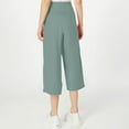 thumbnail image 3 of Mohiass Womens Capri Pants Clearance High Waisted Smocked Women's Capris Wide Leg Summer Cotton Linen Women's Capri Pants Stretch with Pockets Mint Green 2XL, 3 of 6