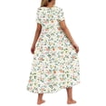 thumbnail image 6 of gljltg Women's Casual Flower Print Flowy Tiered Maxi Dress with Side Pockets, Polyester Spandex Lightweight Breathable Summer Winter, Beach Travel Work Party Outfit, Easy Care Washable, 6 of 6