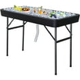 thumbnail image 2 of VINGLI 4 Foot Party Ice Cooler Folding Table, Portable Tailgate Camp Fishing Cleaning Table, Plastic with Matching Skirt, Ice Table for Party, BBQ, Camping,Picnic (Black), 2 of 7