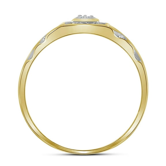 10K Yellow Gold Mens Round Diamond Square Cluster Ring 1/8 Cttw, Mens Size: 7-13