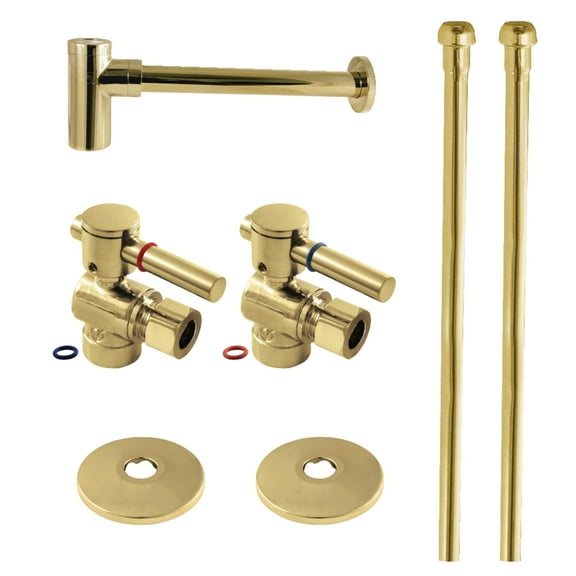 Kingston Brass CC43202DLLKB30 Trimscape Modern Plumbing Sink Trim Kit with Bottle Trap, Polished Brass