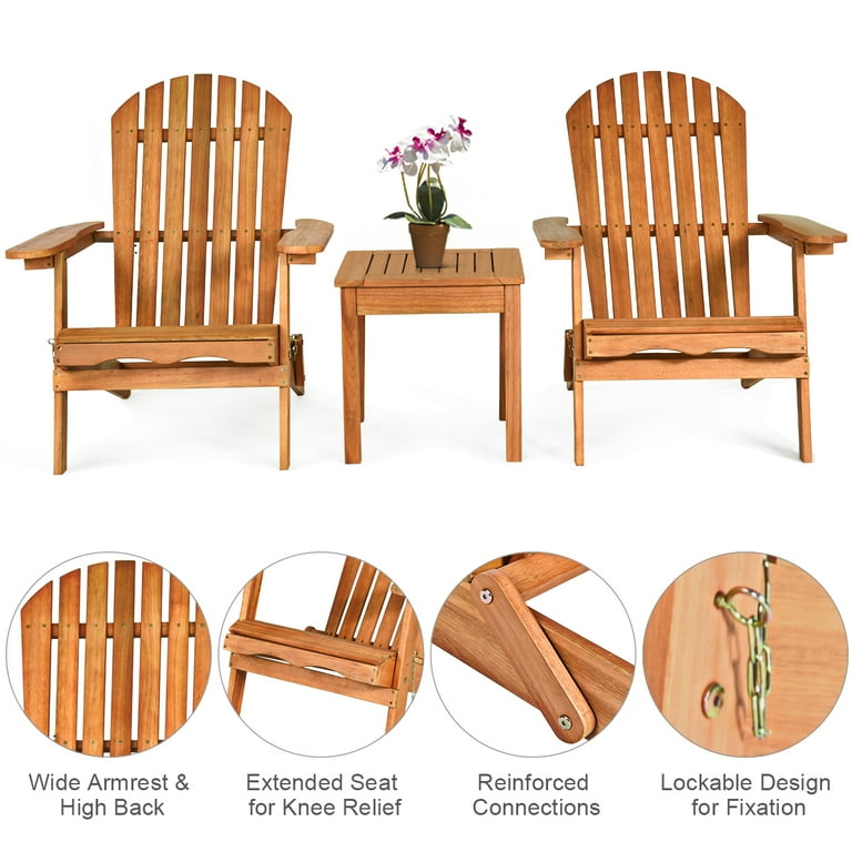 All Things Cedar Folding Chair Set with White Cushions