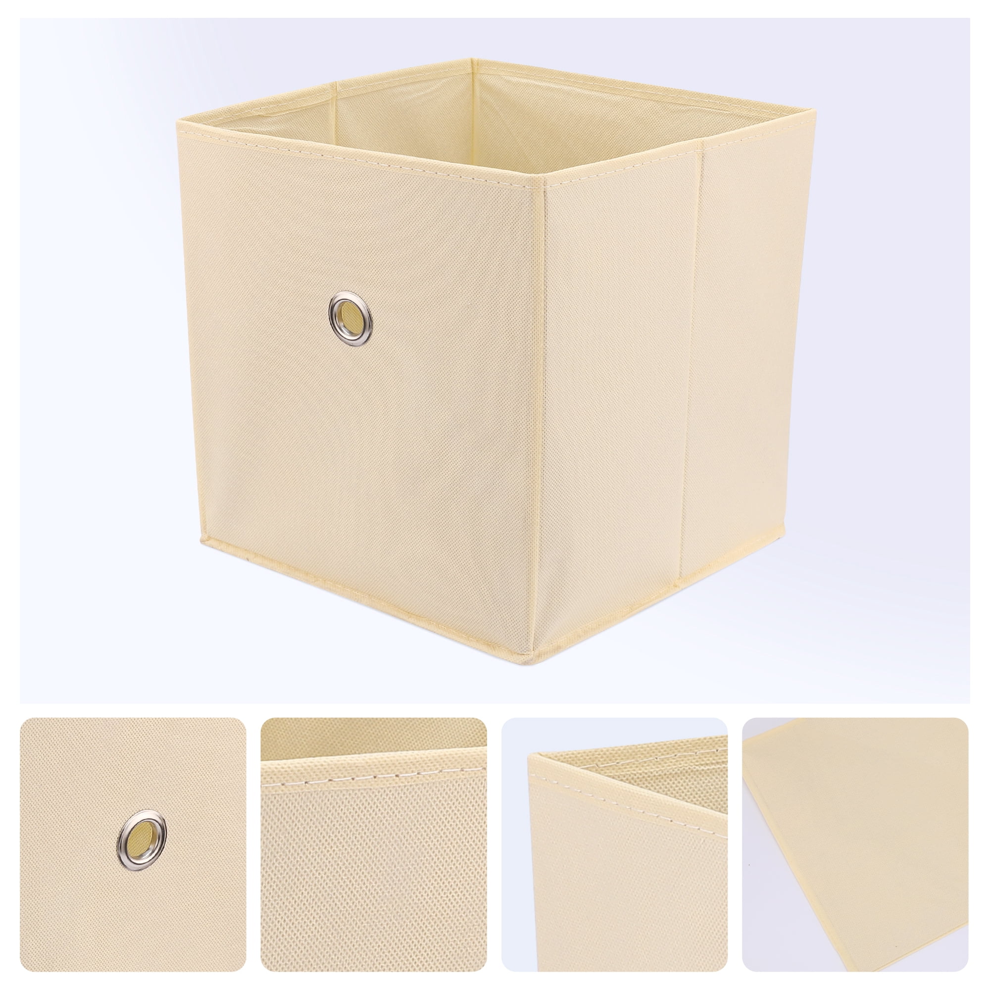 Unique Bargains Fabric Storage Bin for Shelves Closet Beige 11*11*11in