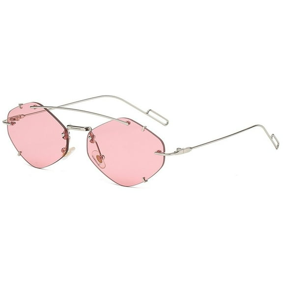 Beach/Travel/Streetwear Fashion UV400 Protection Eyewear Retro Rimless Sun Glasses Hexagon Sunglasses 2000s Shades Y2K Accessories PINK