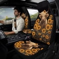 thumbnail image 2 of Xixirimido 5Pcs Car Seat Covers & Seatbelt Covers & Center Console Cover Set Universal Auto Accessories Fit for SUV Sedan Van Truck Leather Front Seat Cover, Black Sunflower Highland Cattle, 2 of 8