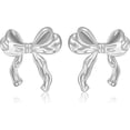 thumbnail image 3 of Pendientes de arco para mujer Pendientes de arco de plata Pendientes de cinta Pendientes colgantes de arco largo Joyería de arco de plata Pendientes de arco Studs de oro, 3 of 4