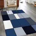 thumbnail image 3 of Blue Black Washable Area Rugs 2.7'x5', Geometric Abstract Color Block Plaid Modern Low Pile Throw Living Room Rug Non-Slip Sturdy Edge Binding Carpet for Indoor Entryway Bedside Kitchen, 3 of 9