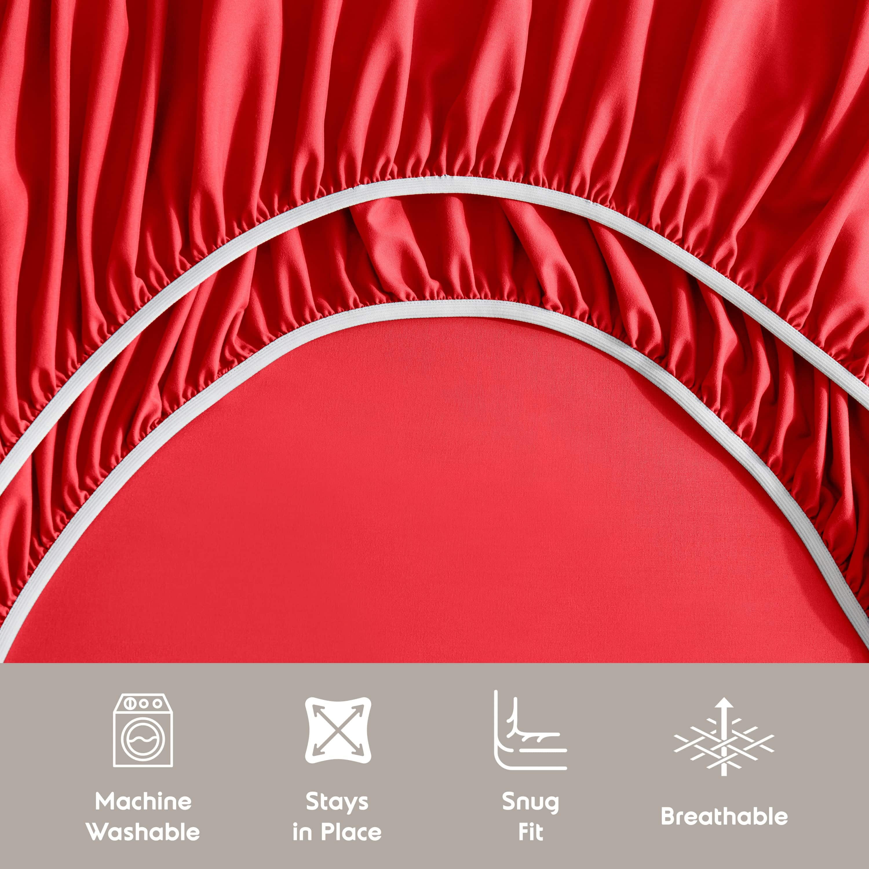 LammaLoe Extra Deep Pocket Queen Sheets set, Fits 18"-24" Mattress, 6 Piece Soft Microfiber Bed Sheet Sets, Red