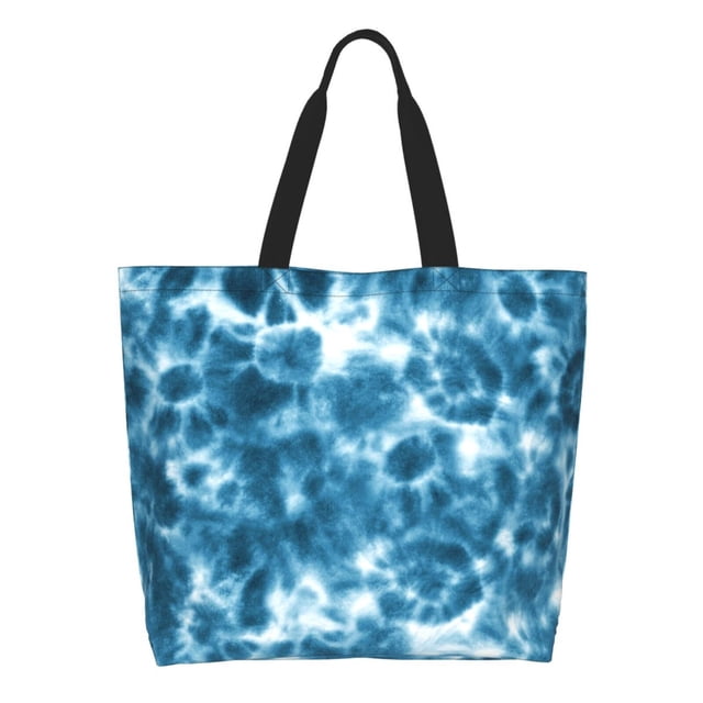 Disketp Blue Tie Dye Bolsa Tote Estampada para Mujer, Bolso de Hombro y de Mano para Compras y Viajes
