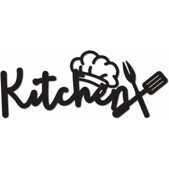 Kitchen Wood Sign Wall Decor Rustic Letter Cutout Words Sign Art Black Laser Cut Unfinished Hanging Decorative