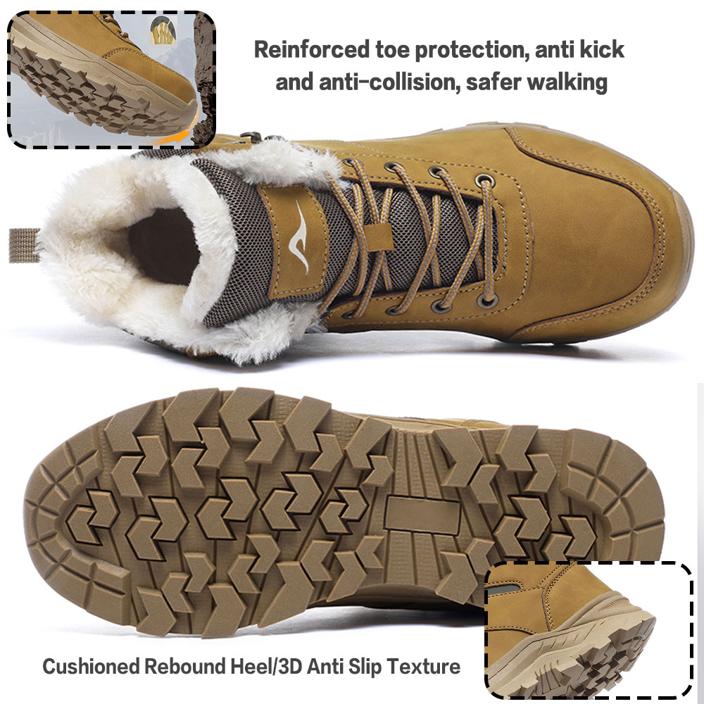 MeMoride Men's Waterproof Snow Boots with Faux Fur Lining photo 3