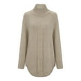 thumbnail image 2 of Fangasis Ladies Sweater Winter Warm Jumper Tops Long Sleeve Pullover Women Knitwear Knitted Sweaters Cozy Loungewear Khaki S, 2 of 6