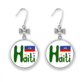 thumbnail image 1 of Haiti National Flag Red Blue Pattern Bow Earrings Drop Stud Pierced Hook, 1 of 3