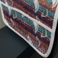 thumbnail image 3 of Birds Microwave Oven Cover, Funny Winged Animals Pattern on Vertical Striped Geometric Branches, Water Resistant Organizer with Pockets for Kitchen, 36" x 12", Plum Turquoise and Salmon, by Ambesonne, 3 of 4