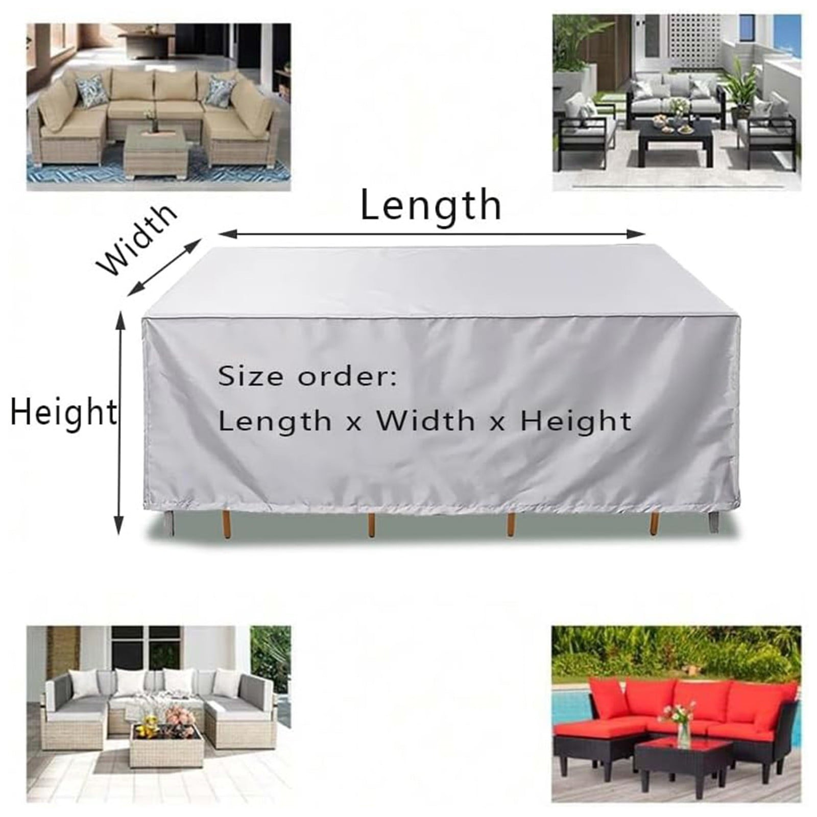 Kingtowag Outdoor Patio Table Chair Dust Cover 120X120X85cm Garden Furniture Protective Cover, 420D Waterproof Uv-Resistant with Rope