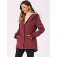 thumbnail image 3 of DARING DIVA Women's Parka Drawstring Waist with Faux Fur Hooded Coats L Red, 3 of 6