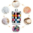 thumbnail image 6 of Yayeee 2 Pack Qtip Holder Bathroom Cotton Swab Canister with Lid Clear Dispenser Set, White Checkered Pattern, 6 of 6