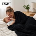 thumbnail image 4 of Utopia Bedding Fluffy Striped Fleece Blanket Black Throw, 50x60 Inches Warm, Lightweight, Ribbed, Soft, Cozy, Bed, Sofa, Chair, Home Decor, Gift, 4 of 5