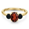 thumbnail image 3 of Gem Stone King 10K Yellow Gold Red Garnet and Black Onyx Engagement Ring for Women | 1.94 Cttw | Oval 8X6MM | Gemstone January Birthstone | Size 5, 3 of 6