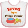 thumbnail image 3 of Inktastic Pitbull Terrier Loved By A (Dog Breed) Boys or Girls Baby Bib, 3 of 4