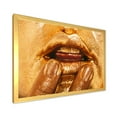 thumbnail image 2 of Designart 'Close Up Of Female Lips With Bright Golden Makeup i' Modern Framed Art Print, 2 of 4