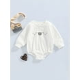 thumbnail image 2 of Qiylii Newborn Long Sleeve Plain Romper for Girls Boys, Cartoon Bears Pattern Round Collar Snap Crotch Loose Fit Triangle Bodysuit,0-24M, 2 of 8