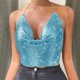 thumbnail image 2 of Top corto con borlas y cuentas en cadena para mujer - Camiseta sin mangas y sin espalda - Diseño vintage, mezcla de spandex - Tallas XS-L, 2 of 8