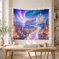 thumbnail image 5 of Aurora Night Sky Over Wintry Fantasy Scene, Mystical Fantasy Style for Space Lovers, Aurora Wall Decor Housewarming Gift, Tapestry Wall Hanging for Bedroom and Dorm, 5 of 7