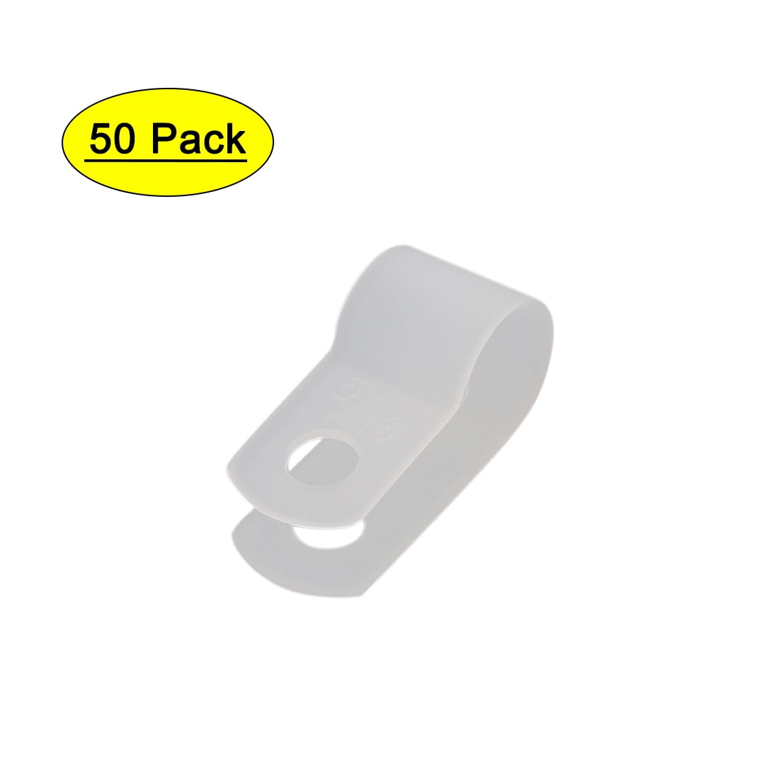 uxcell 50Pcs Nylon R-Type Cable Clamp Organizer Cord Clips for Wire Management 10.4mm White