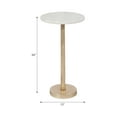 thumbnail image 5 of Elegant End Table, Side Table, or Small Night Stand for Room Decor - Hammered Metal Bedside Table with Polished Marble Top for Small Spaces - Perfect for Bedroom or Living Room - 25" White & Gold, 5 of 13