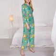 thumbnail image 3 of Goofa Happy Summer Printed Women’s 2 Piece Pajama Set Super,Pajamas Women's Long Sleeve Sleepwear Soft Button Down Loungewear Pjs Lounge Set Nightwear-X-Large, 3 of 9