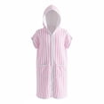 thumbnail image 5 of XINXIAOO Boys Girls Pink Hooded Terry Coverups 1 Piece Swimsuits Beach Zip Up Short Sleeve Striped Swim UPF 50+ Cover Up For Beach Pool 2T, 5 of 5