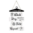 thumbnail image 2 of 5 Pieces Laundry Room Decor Rustic Vintage Farmhouse Room Rules Hanging Sign Wooden Wash Dry Fold Repeat Laundry Accessories for Bathroom, Home Decor, 2 of 7