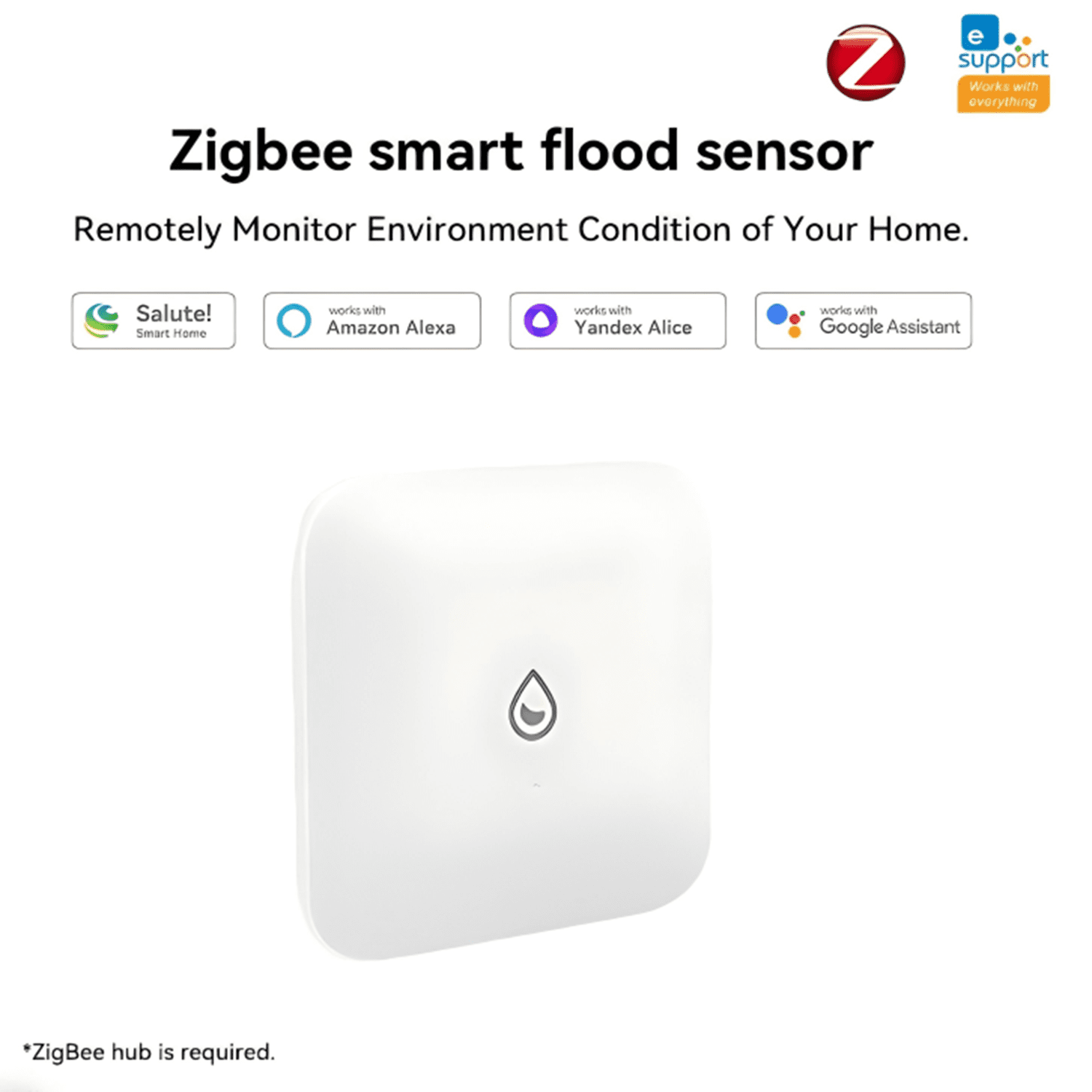 Water Leak Sensor, Zigbee 3.0 Smart Water Detector with App Alert, Low Battery Warning, for Home Kitchen, Bathroom, Basement, No Hub Required