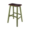 thumbnail image 1 of Satori Saddle Seat Bar Stool, Rustic Green and Walnut Finish, 1 of 4