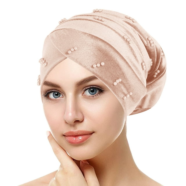 Up To $10 Baseball Caps Beige Womens Large Elastic Solid Color Comfortable Flat Hat Pearl Cap Nail Bead Pile Cap